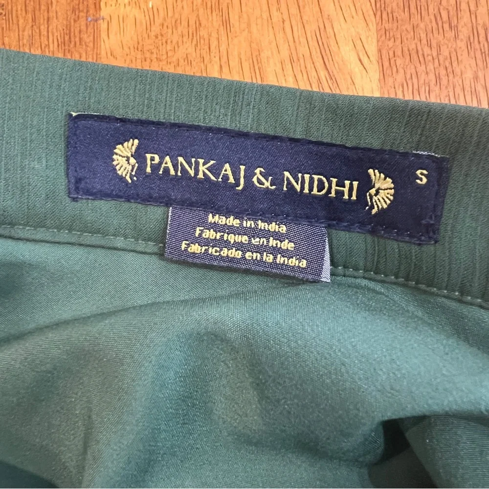 ANTHROPOLOGIE PANKAJ & NADHI pleated maxi skirt green - Picture 7 of 8